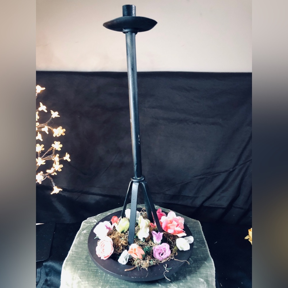 Black Vintage Metal Tall Candle Holder